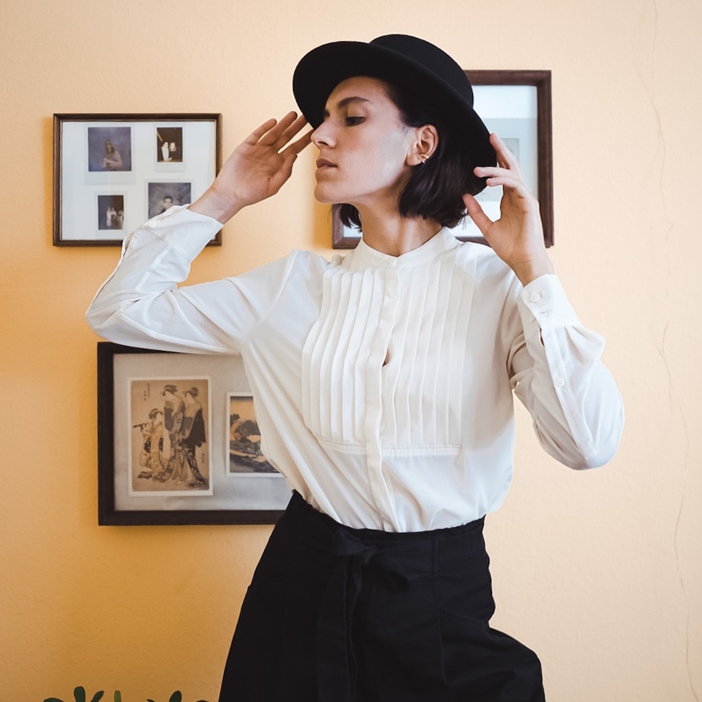 J Crew Tuxedo Semi Sheer Button Down Cream Small